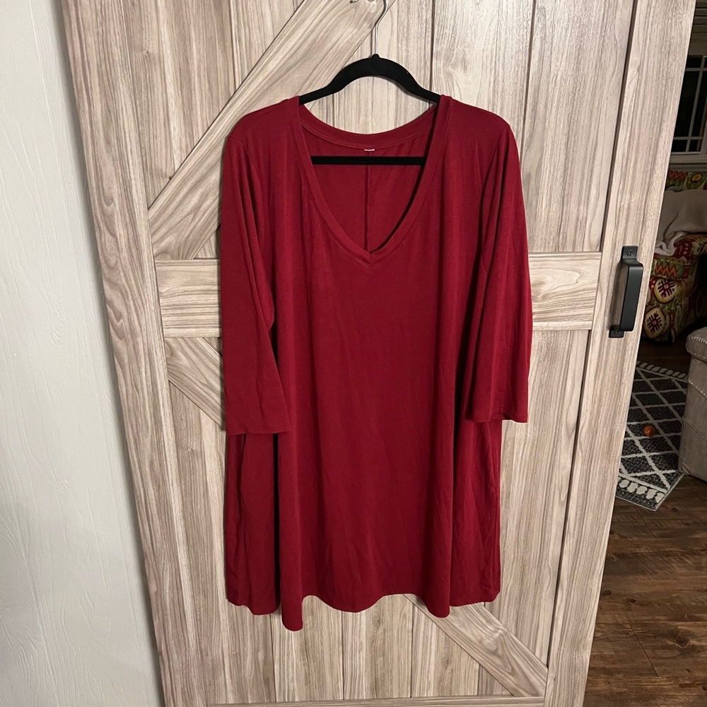 NEW w/o tags swing style burgundy dress with 3/4 length sleeves